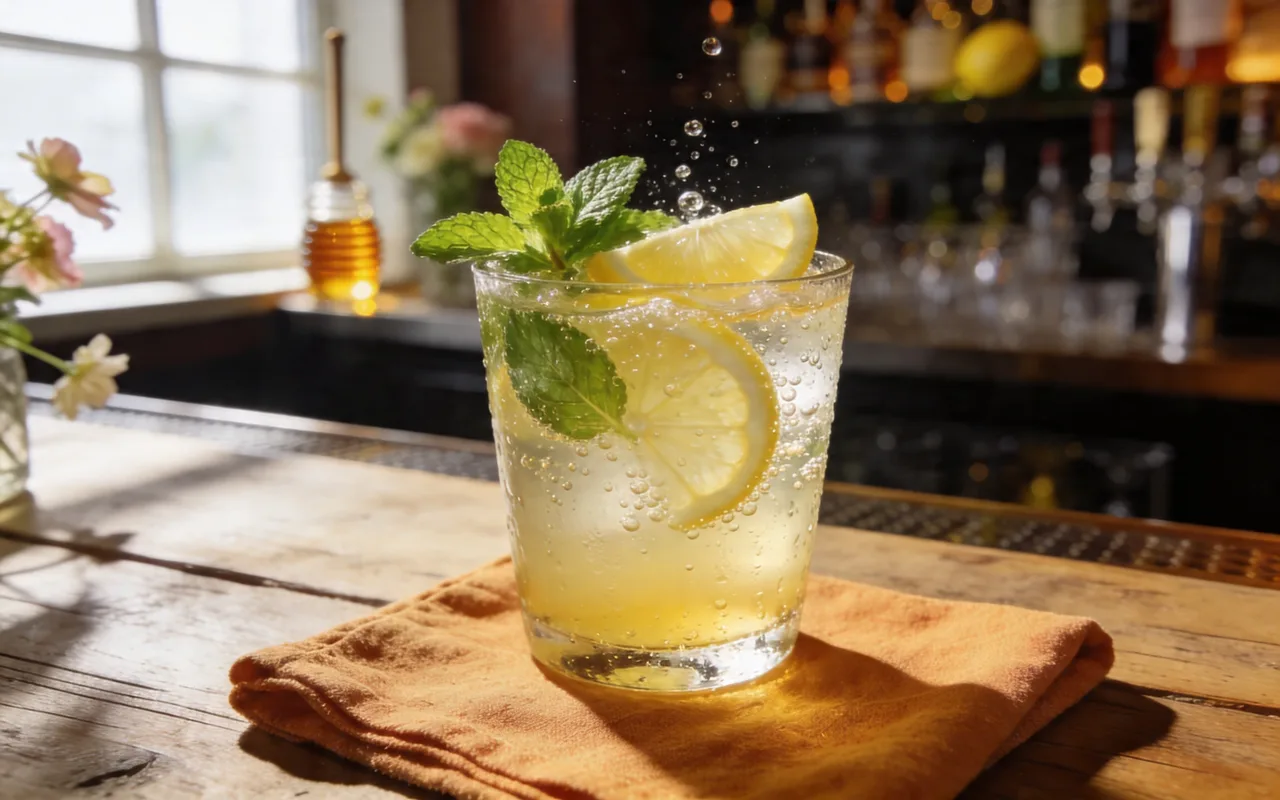 Lemon-Mint Sparkler with Honeyed Bubbles