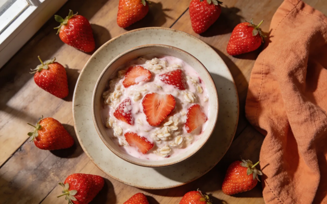 Silky Strawberries & Cream Overnight Oats